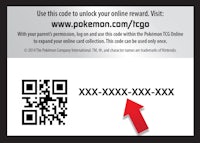 a qr code for a pokemon card with an arrow pointing to it